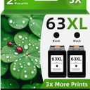 63XL Ink Cartridges Replacement for HP Ink 63 XL (2 Black) Fit for HP63 3830 5255 5258 4650 Envy 4520 4512 Deskjet 3632 1112 3637 3630 Printers BK