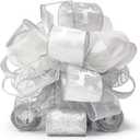 Altier 11" Wide Silver Christmas Tree Topper Bow 4 Tails Streamers with 3 Yards Long Each for Home Decoration Treetop Handmade Bow Ornament Holiday Party