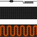 Riakrum 2 Pcs Heated Snow Melting Mats Outdoor, 10 x 48 in Winter Anti-Slip Heated Rubber Mat for Walkways Decks and Sidewalks, Electric Snow and Ice Melting Pads Connection with 9.84 ft Power Cord