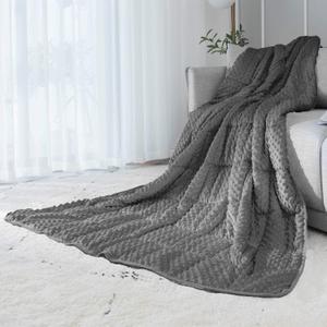 Reversible Weighted Blanket for All Season, Luxury Velvet, Warm and Cool, Adult 15Lb Grey Weighted Blanket, Enjoy Sleeping Anywhere (Grey,60"x80" 15lbs)