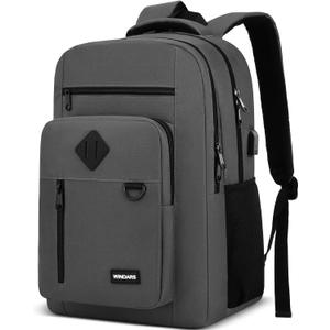 Backpack for Men and Women, Casual School Backpack Teen Boys and Girls Lightweight 15.6 Inch Laptop Bookbag with USB Charger for College Work Travel (Dark Gray)