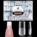 Luckyfairy Medium Square Nail Tips, 360pcs Soft Gel Pre-Shaped Acrylic Fake Nails, Half Matte Full Cover Clear Gelly Press on Flase Nail Tips for Extension Nail Manicure Home DIY 12 Sizes Gelly Tips