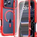 Diaclara Magnetic Designed for iPhone 17 Pro Max Case Full Body Bumper,[Compatible with MagSafe] Military Drop Proof Cover with Built-in Touch Sensitive Anti-Scratch Screen Protector,Red