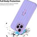 KANGHAR Compatible with iPhone 15 Pro Case, Support for MagSafe, Silicone Stripes Cute Pattern, Wristband Kickstand Camera Protection Soft Slim Cover for Girls Women -Purple