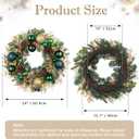 24" Christmas Wreath for Front Door Artificial Christmas Wreaths with Green Ball Ornaments Berries Pine Cones Norfolk Pine Needles Cedar Decor for Home Porch Wall Window Indoor Outdoor Xmas Decoration