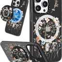 for iPhone 13 Pro Case for Women Girls - Cute Design Compatible with Magsafe Magnetic Ring Holder Stand Foral Flower Aesthetic Pattern TPU Phone Covers for iPhone 13 Pro Phone Case