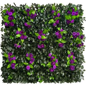 GLANT Expandable Fence Privacy Screen for Balcony Patio Outdoor,Decorative Faux Ivy Fencing Panel,Artificial Hedges (Single Sided Leaves) (4, Branches -Purple Rose)