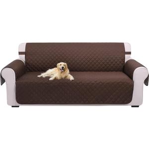 U-NICE HOME Reversible Sofa Cover Couch Cover for Dogs with Elastic Straps Water Repellent Furniture Protector for Pets Couch Cover for 3 Cushion Couch (Sofa, Coffee/Beige) (68"Sofa L - Large)