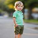 xueteox Toddler Boys Casual Shirt Set, Short Sleeve Top and Shorts 2-Piece Summer Outfit for Kids. (Green)