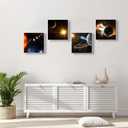 Universe Starry Sky Wall Art Outer Space Planet Canvas Decoration Paintingfor Bedroom, Living Room, Bathroom Decor Posters for Kids, Boys or Girls Room Home Decoration,12"x12" 4Framed (yellow)