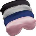 Sleep Masks 4 Pack Silky Eye Cover Soft Satin Blindfold Elastic Strap Night Eye Shade for Women Men (Black, Silver, Pink and Navy)