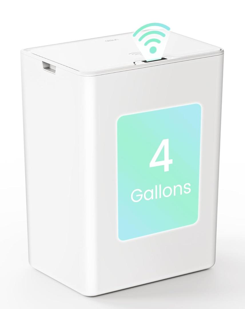 Cesun 4 Gallon Bathroom Trash Can with Lid, Small Automatic Trash Can, Touchless Motion Sensor Garbage Can, White Plastic Waste Basket for Bathroom, Bedroom, Toilet, Office, Rv Cesun 4 Gallon Bathroom Trash Can with Lid, Small Automatic Trash Can, Touchless Motion Sensor Garbage Can, White Plastic Waste Basket for Bathroom, Bedroom, Toilet, Office, Rv