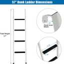Anti-Slip RV Bunk Ladder, 57in Integrated Heavy Duty Steel Camper Bunk Bed Ladder with Rubber Pads and Hooks - White