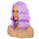 eNilecor Purple Wig, Short Colored Wigs Bob Wig for Women, Natural Wavy Colorful 14 Inch Middle Part Synthetic Lilac Neon Wig for Cosplay Party Costume, lavender, Purple