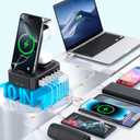 300W Charging Station for Multiple Devices Apple,10 in 1 Wireless Charger for iPhone,GaN III USB C 65W PD Fast Charging Stand Dock for MacBook,iWatch&Airpods (Wireless Charging Only for Apple)