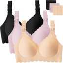 Gailife 3 Pack Nursing Bras for Breastfeeding Seamless Wireless Maternity Bras for Pregnancy Soft Sleep Breastfeeding Bra (XX-Large, Black/Beige/Pink)