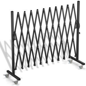 Expandable Barricade Gate,129 Safety Metal Dog Gate with Casters, Accordion Garden Yard Indoor Outdoor Retractable Fence Folding Security Dog Gates Wall Mount, Black