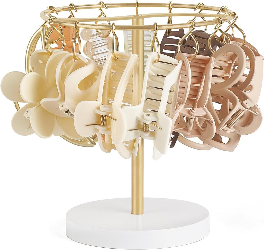 Dahey Metal Claw Clip Organizer Holder Stand Storage Display Hair Accessories Bedroom Bathroom College Dorm Room Decor for Women and Girls, Gold