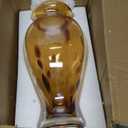 11.8" Tall Amber Gold Glass Vase Beautiful Hand Blown Glass Vase Modern Art Home Decor, Wide Mouth Colorful Vases for Mantle Dining Table Centerpiece, Entryway Living Room Wedding Decoration