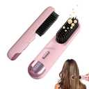 Go Brush Pro 2026 Hair Straightener Brush 300 Million Negative Ionic Portable Cordless Hair Straightener for Women with 4 Temps Fast Heating MCH Ceramic Coating Smooth Frizz - Free Hair Gift for Women