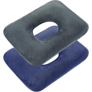 Sintuff 2 Pcs Sitting Donut Pillow for Tailbone Pain, Hemorrhoids, Bed Sores, Pregnancy, Pain Relief Seat Cushion Anti Decubitus Cushion Donut Shaped Postpartum Pillow for Home(Dark Gray, Blue)