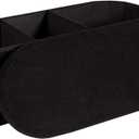 Storage Ottoman Bench, 43.3" Oval Upholstered Ottoman Foot Rest Foldable Boucle End of Bed Storage Bench for Living Room, Entryway, Black