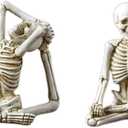 Meditating Skeleton Figurines and Yoga Skeleton Figurines Mini 2 Set Resin Craft Ornament for Halloween Party Decorations Table Gothic Home Decorative