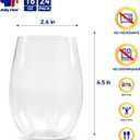 JOLLY CHEF 24 Pack 16oz Plastic Wine Glasses Stemless, Disposable Wine Cups, Premium Quality, Recyclable, Unbreakable, Ideal for Wedding, Birthday, Party, Christmas