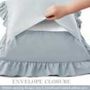 KKJIAF Ruffle Pillow Cases Queen Size Set of 2, Ruffled Pillow Covers with Envelope Closure, Wrinkle Resistant Ruffled Pillow Shams 20" x 30", Dusty Blue