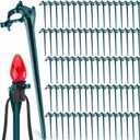Jetec 200 Pieces Christmas Light Stakes Universal Yard Lawn Holiday 7.5 Inches Light Ground Stakes for C7 C9 String Lights Christmas Outdoor Lights Holders on Yards, Driveways (Green)