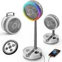 Socool 40000mAh Portable Fan Foldable Battery Rechargeable with 8 Speed & 106H, 90 Osciliating Floor Standing Fan Remote, Desk Fan with 8H Timer & LED Light for Home Outdoor Travel Camping (10inch)