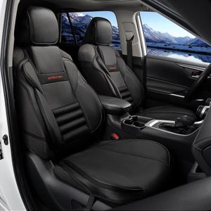 CAROMOP 3D Thick Sponge Car Seat Covers Front Set-Breathable PU Leather & Foam Mesh.Non-Slip Seat Cover for car,Durable Car Seat Cushion,Universal Fit for Cars,Suvs,Vans,Trucks(Black)