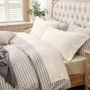 PURE ERA Jersey Knit 4pc Bed Sheet Set 100% T-Shirt Cotton Super Soft Comfy Breathable Fits Mattress Up to 20" Extra Deep Pocket (Solid Creamy White, Queen)