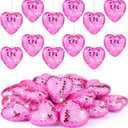 Ziliny 24 Pcs Heart Hanging Ornaments for Mother's Day Wedding Tree Disco Balls Mirror Disco Ball Decor Baubles Plastic Heart Decoration for Wedding Party Mother's Day Supplies (Pink)
