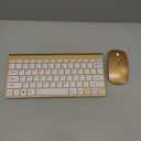 Wireless Keyboard and Mouse Combo, Compact Quiet Wireless Keyboard and Mouse Set 2.4G Ultra-Thin Sleek Design for Windows, Computer, Desktop, PC, Notebook, Laptop (GHKM03 Gold 01)