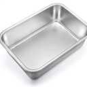 TeamFar Lasagna Pan, Rectangular Cake Pan Brownie Bake Dish Stainless Steel, 12.75103.2", Heavy Duty & Healthy, Deep Side & Brushed Surface, Easy Clean & Dishwasher safe