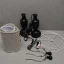 TOBUSA Farmhouse Living Room Table Lamps Set of 2, Matte Black Rustic Vintage Table Lamps for Bedroom Nightstand, Antique Bedside Desk Lamps with Linen Shade, 22 Small Resin Lamp Sets for End Table