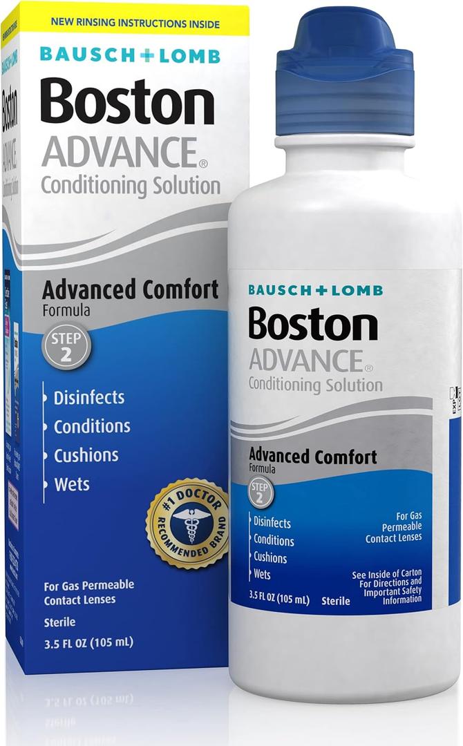 Boston Advance Conditioning Solution, Conditions & Wets Rigid Gas Permeable (RGP) Lens for Comfortable Wear, 3.5 Fl Oz (Pack of 2)