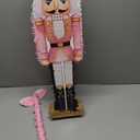 Poen 25.59 Inch Christmas Nutcracker Piñata Set Large Nutcracker Piñata with Blindfold, Bat and Confetti for Christmas Xmas Holiday Party Favors Decorations Candy Holder Accessories Party Game(Pink)