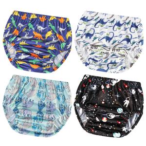 Joyo roy 4Pcs Plastic Underwear for Potty Training Rubber Training Pants for Toddlers 2T Cloth Diaper Cover Rubber Pants for Toddlers Waterproof Boys Swim Diaper Covers for Toddler Plastic Underwear
