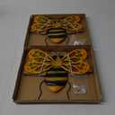 LIFFY Metal Bees Outdoor Decor, 2Pack 10 Inch Glass Bee Wall Art Sculptures for Home, Garden, Fence, Patio (2Pcs)