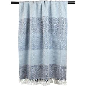 DII Herringbone Striped Collection Cotton Throw Blanket, 50x60, Blue