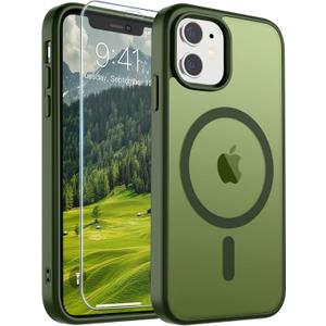 SUPFINE Magnetic for iPhone 11 Case(Compatible with MagSafe)(Military Grade Drop Protection) Slim Translucent Matte Shockproof with Anti-Fingerprint Phone Case,Cangling Green