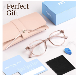 miyya Blue Light Blocking Glasses Women, Fashion Round Transparent Anti Blue Light Glasses with Anti Eyestrain & UV Glare