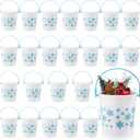 meekoo 24 Pcs Blue Snowflake Buckets with Handles Bulk 4.69 x 3.78 x 4.8 Inch Small Winter Holiday Buckets for Gifts Cute Candy Pails Holiday Storage Baskets for Winter Wonderland Party