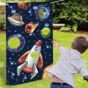 Outer Space Toss Games Banner Backdrop Indoor or Outdoor Galaxy Theme Birthday Party Decorations Supplies for Adults Family