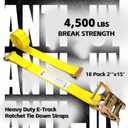 KJE 18 Pack E-Track Ratchet Straps, 2" x15' Heavy Duty Cargo Tie-Downs, 4500LBS Breaking Strength, Standard E Track Fitting Tie Down Ratcheting Strap for Cargo Vans, Trucks, Trailers