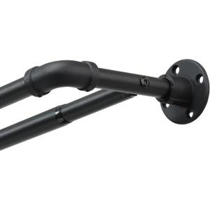Industrial Double Curtain Rod for Windows 31 to 52 Inch, 1 Inch Heavy Duty Wrap Around Dual Curtain Rods, Adjustable Black Double Window Rods Telescoping for Windows, Living room, Sliding Glass Door