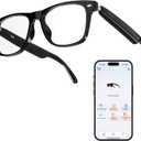 WGP Smart Glasses with AI Translation, Support 110+ Languages, Blue Light Blocking Glasses, Voice Recorder with App, Open Ear Headphones, Bluetooth Audio Glasses for Woman&Man(Black)