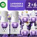 Air Wick Plug in Scented Oil Starter Kit, 2 Warmers + 6 Refills, Lavender & Chamomile, Eco Friendly, Essential Oils, Air Freshener